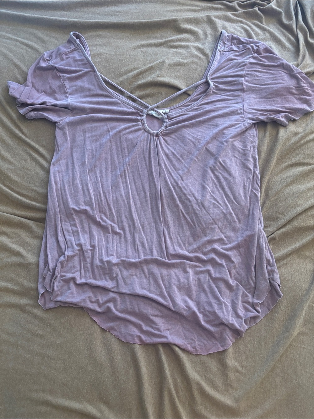 Lavender Ring-Front Women's Top - Soft Short Sleeve
